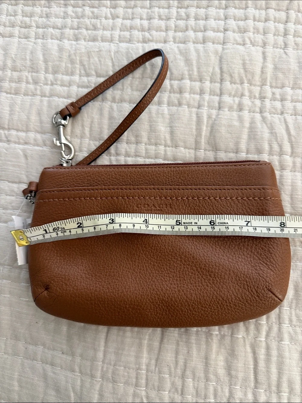 Coach Brown saddle Leather Wristlet Clutch